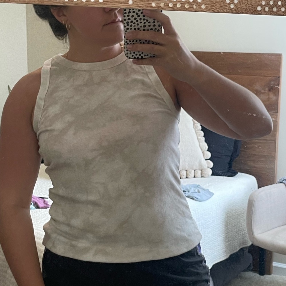 tie dye printed neutral high necked basic tank